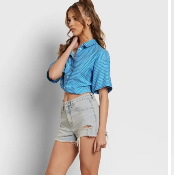 🆕️NWT Circus NY Nicole Stripe Cotton Seersucker Button-Up Shirt, Size XL - Picture 9 of 13